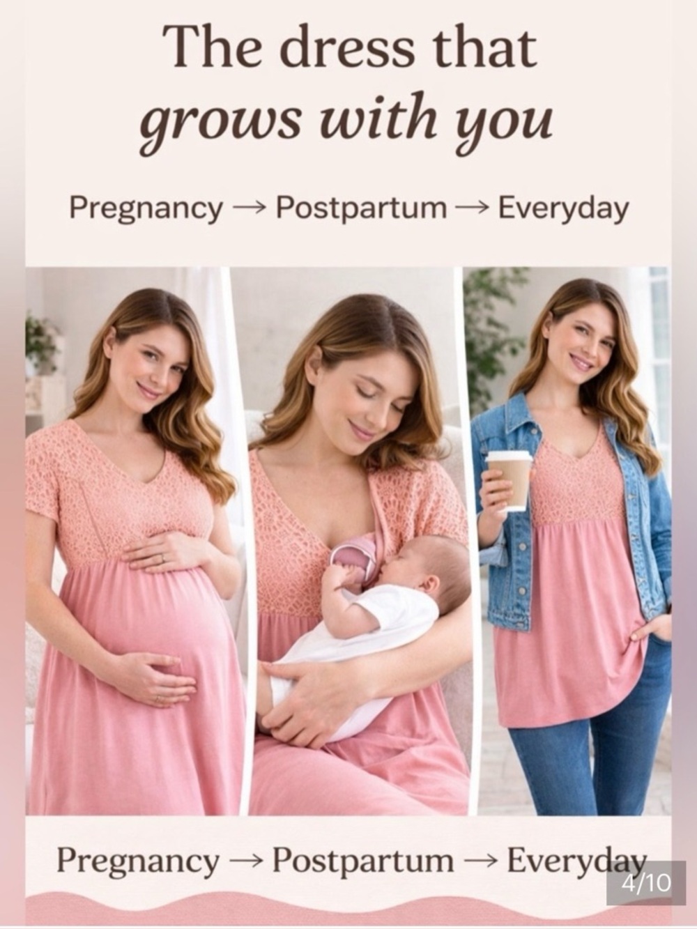 Seraphine Rose Pink Babydoll Maternity Top/Dress. Size 8